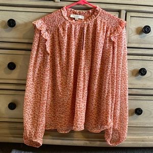 Pink and white loft blouse